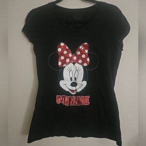 Disney Black Minnie Mouse Top with Red Accents